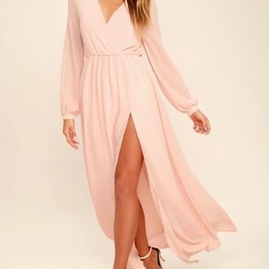 Lulu’s blush semi formal dress with high slit